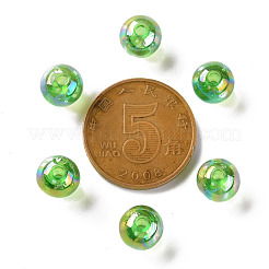 透明なアクリルビーズ  ABカラーメッキ  ラウンド  芝生の緑  8x7mm  穴：2mm  約1745個/500g&nbsp;MACR-S370-B8mm-734