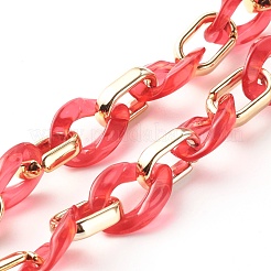 Handmade Opaque Spray Painted Acrylic & CCB Plastic Chain&nbsp;AJEW-JB01010-03