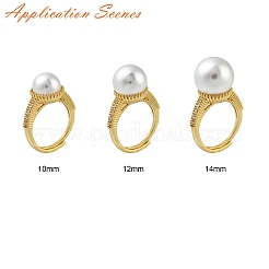 Round Brass Micro Pave Clear Cubic Zirconia Adjustable Ring Settings&nbsp;KK-D378-35G