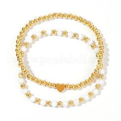 2Pcs Elegant Brass & Gemstone Bracelet Sets&nbsp;GH1695