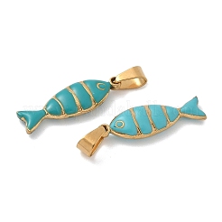 201 ステンレススチールエナメルペンダント  魚のチャーム  ゴールドカラー  ミックスカラー  22.5x7x3mm  穴：3.5x5.5mm&nbsp;STAS-I339-02G