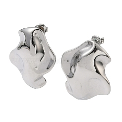 304ステンレススチールナゲットスタッドピアス  ステンレス鋼色  36x28mm&nbsp;EJEW-K268-73P