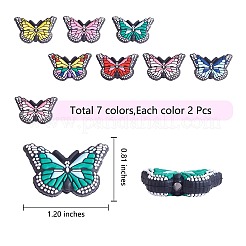 14個7色シリコンビーズ  DIYネックレスとブレスレットの作り方  蝶  ミックスカラー  30.5x20.5x8.5mm  穴：2.5mm&nbsp;JX752A