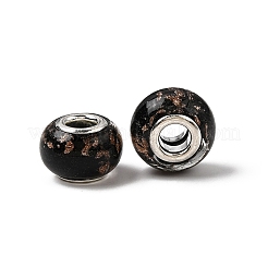 Handmade Lampwork Gold Sand Effect European Large Hole Rondelle Beads&nbsp;X-LPDL-M013-10
