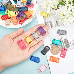 プラスチック製の調節可能なクイックサイドリリースバックル  荷物ストラップ用バックパック修理用  長方形  ミックスカラー  29x15mm  穴：10mm  76個/セット&nbsp;KY-PH0007-23