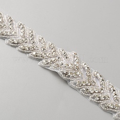 Polyester & Crystal Rhinestone Leaf Lady Tulle Belts&nbsp;AJEW-WH0596-288