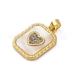 Brass Micro Pave Cubic Zirconia Pendants&nbsp;KK-P308-16G-02
