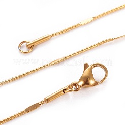 304ステンレススチールスネークチェーンネックレス  カニカン付き  ゴールドカラー  16.8インチ（42.8cm）  1~1.5mm&nbsp;X-NJEW-F265-B-G