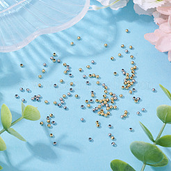 400個2色304ステンレススチールビーズ  ラウンド  本金メッキ&ステンレススチールカラー  2x2mm  穴：0.8mm  約200PCS /カラー&nbsp;STAS-TA0001-48
