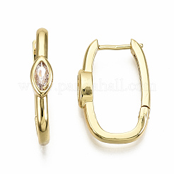 Brass Micro Pave Clear Cubic Zirconia Huggie Hoop Earring&nbsp;EJEW-T046-14G-NF