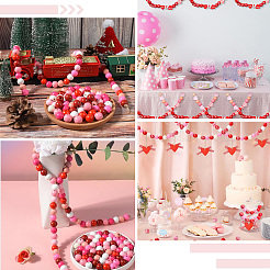 Valentine's Day Spray Painted Natural Wood Beads&nbsp;WOOD-SP0001-26