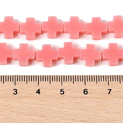 合成サンゴビーズ連売り  染め  クロス  鮭色  9x9x4mm  穴：1.2mm  約35個/連  12.99''（33センチメートル）&nbsp;CORA-L044-A18