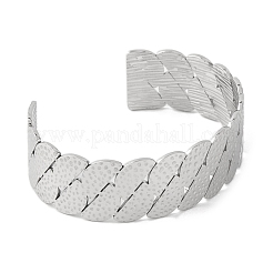 女性用304ステンレススチールカフバングル  ステンレス鋼色  内径：2-1/8x2-1/2インチ（5.3x6.3cm）&nbsp;BJEW-B104-11P