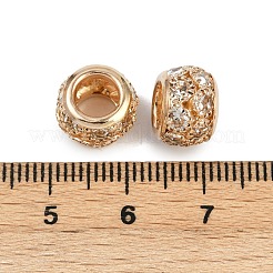 真鍮製のラインストーンビーズ  ロンデル  クリスタル  ライトゴールド  10.5x7.5mm  穴：5mm&nbsp;KK-U071-01KCG