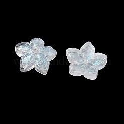 染色・加熱ガラスビーズキャップ  5  - 花びらの花  ライトシアン  9x9.5~10x3.8mm  穴：1mm&nbsp;GLAA-Z019-02I
