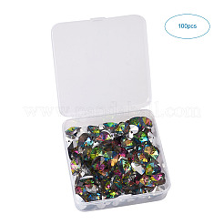 ハートの電気メッキガラスチャーム  シルバーメッキのボトム  多面カット  カラフル  14x14x8mm  穴：1.5mm  100個/箱&nbsp;EGLA-CD0001-02