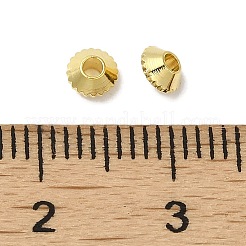ラックメッキ真鍮スペーサービーズ  長持ちメッキ  カドミウムフリー＆鉛フリー  双円錐形  18KGP本金メッキ  4x2.5mm  穴：1.2mm&nbsp;X-KK-P246-05G