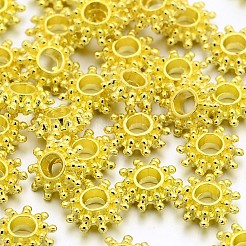 合金のスペーサービーズ  花  ゴールドカラー  鉛フリー＆カドミウムフリー＆ニッケルフリー  9x3mm  穴：2.5mm&nbsp;X-TIBEB-LFH10384Y-G-FF