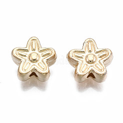 Absプラスチックビーズのめっき  花  ライトゴールドメッキ  9x9x4mm  穴：1.6mm&nbsp;KY-N007-80