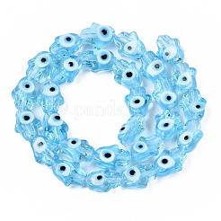 Handmade Evil Eye Lampwork Beads Strands&nbsp;LAMP-WH0006-06C