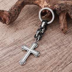 Punk Style 304 Stainless Steel Cross Keychains&nbsp;GV8385