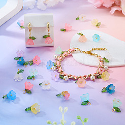 72Pcs 12 Colors Glass & Acylic Flower Pendants&nbsp;PALLOY-TAC0259