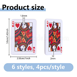 24Pcs 6 Styles Printed Acrylic Pendants&nbsp;OACR-DC0001-65
