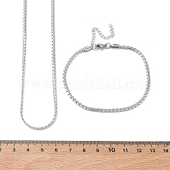 304ステンレススチール製ベネチアンチェーンネックレスとブレスレットのセット  ステンレス鋼色  503mm&nbsp;SJEW-D091-03P
