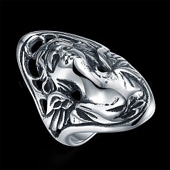 メンズステンレススチールフィンガー指輪  ワイドバンドリング  アンティークシルバー  usサイズ12（21.4mm）&nbsp;RJEW-BB29850-12
