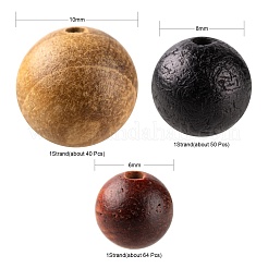 3 Style Natural Wood Beads Strands&nbsp;WOOD-LS0001-34