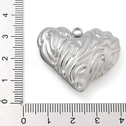 変色防止304ステンレススチールペンダント  ハートチャーム  ステンレス鋼色  30x35x9.5mm  穴：3mm&nbsp;STAS-M084-03D-P
