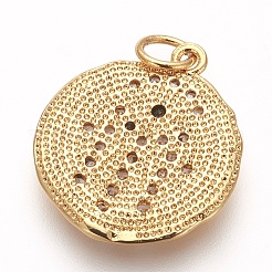 Brass Micro Pave Cubic Zirconia Pendants&nbsp;KK-P156-14G-NR