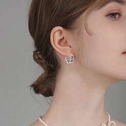 316サージカルステンレススチール製フープピアス1組  リング  ベルベットパウチ付き  アンティークシルバー  12x4mm&nbsp;EJEW-BBC0001-64A