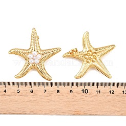 オーシャン 304 ステンレススチール スタッドピアス  樹脂パール付き  ゴールドカラー  ヒトデ  39.5x40.5mm&nbsp;EJEW-E614-01A-G