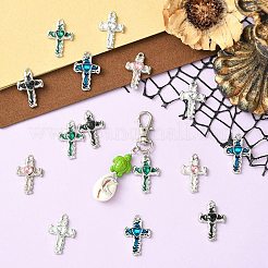 15Pcs 5 Colors Alloy Enamel with Rhinestone Pendants&nbsp;FIND-CJ0005-93