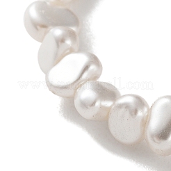 プラスチックパールビーズネックレス  ホワイト  7-1/8インチ（18cm）&nbsp;BJEW-H621-01
