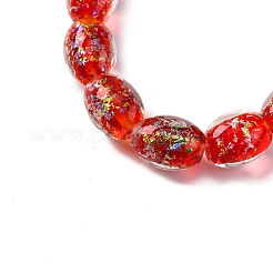 手作りの二色性箔ガラスビーズ連売り  オーバル  レッド  10x14mm  穴：1.6mm  約28個/連  15.35''（39センチメートル）&nbsp;DICH-U001-12I