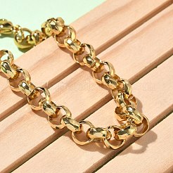 女性用304ステンレススチールローロチェーンブレスレット  イオンプレーティング（ip）  長持ちメッキ  ゴールドカラー  6.89インチ（17.5cm）&nbsp;BJEW-A160-05G
