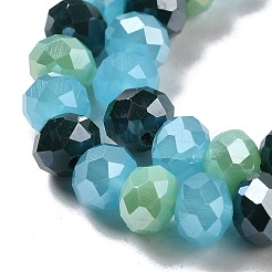 ガラスビーズ連売り  多面カット  ロンデル  スチールブルー  8x6mm  穴：1mm  約65~68個/連  15.7~16.1インチ（40~41cm）&nbsp;EGLA-A034-M8mm-58