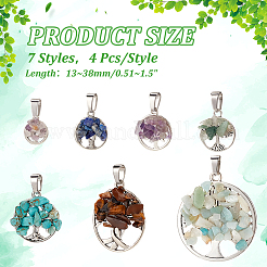 28Pcs 7 Styles Mixed Gemstone Pendants&nbsp;PALLOY-AB00215
