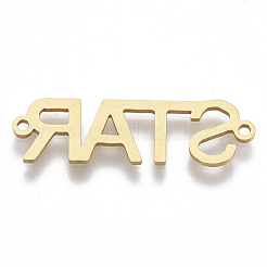 201 ステンレススチールリンクコネクター  レーザーカットリンク  ワードスター  ゴールドカラー  31x9.5x1mm  穴：1.5mm&nbsp;STAS-N091-37G