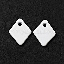 スプレー塗装された201ステンレススチールチャーム  菱形チャーム  ホワイト  9.5x7.5x1mm  穴：1.2mm&nbsp;STAS-G304-18C