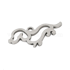 ステンレスペンダント201個  犬のチャーム  ステンレス鋼色  11.5x20x1mm  穴：1.5mm&nbsp;STAS-F316-04P-03