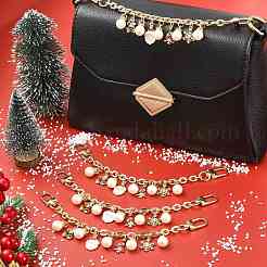 4Pcs 4 Styles Alloy Rhinestone with Acrylic Pearl Bead Charm Cable Chain Bag Decorative Chains&nbsp;HJEW-FS00060-02