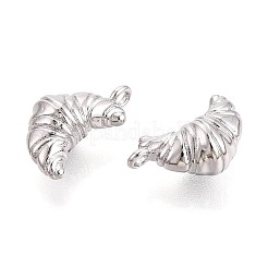 真鍮チャーム  クロワッサン型のチャーム  プラチナメッキ  14~15x9x6mm  穴：1.2~1.4mm&nbsp;KK-T073-32P