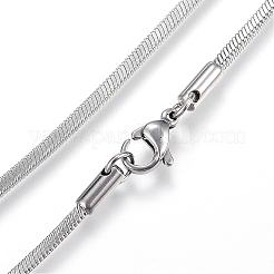 変色しない304ステンレススチールのスネークチェーンネックレス  カニカン付き  ステンレス鋼色  29.5インチ（75cm）  2mm&nbsp;NJEW-G271-04P