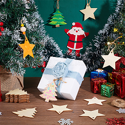 40Pcs 2 Styles Christmas Theme Wood Hanging Wall Decorations&nbsp;HJEW-PH0001-88