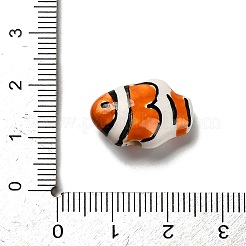 手作りの陶器ビーズ  縞模様の熱帯魚  ダークオレンジ  12.5~13.5x18.5~19.5x8~8.5mm  穴：2.5mm&nbsp;LS-PORC-A028-01B