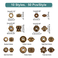 500Pcs 10 Styles Tibetan Style Alloy Spacer Beads&nbsp;TIBEB-PH0004-96