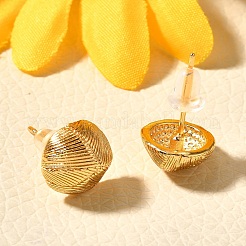 Brass Half Round Stud Earrings&nbsp;EJEW-Z083-01G